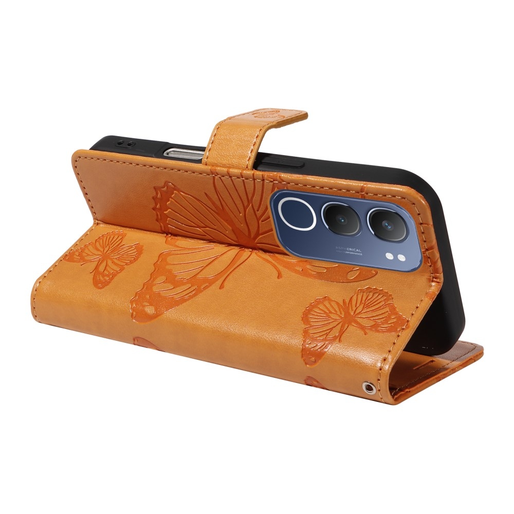 Nagy pillangó könyvtáska Vivo Y19s készülékhez - sárga