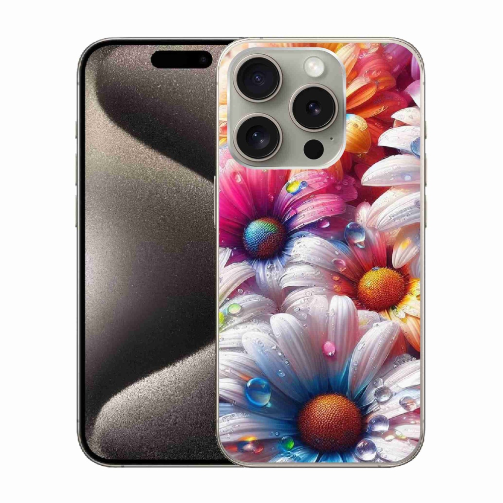 Zselés borítás mmCase iPhone 15 Pro készülékhez - színes margaréták