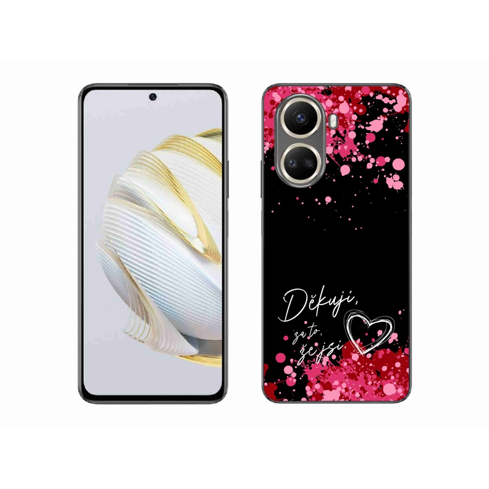 Gél borító mmCase a Huawei Nova 10 SE-n - szerelmes szöveg 2 fekete háttérrel