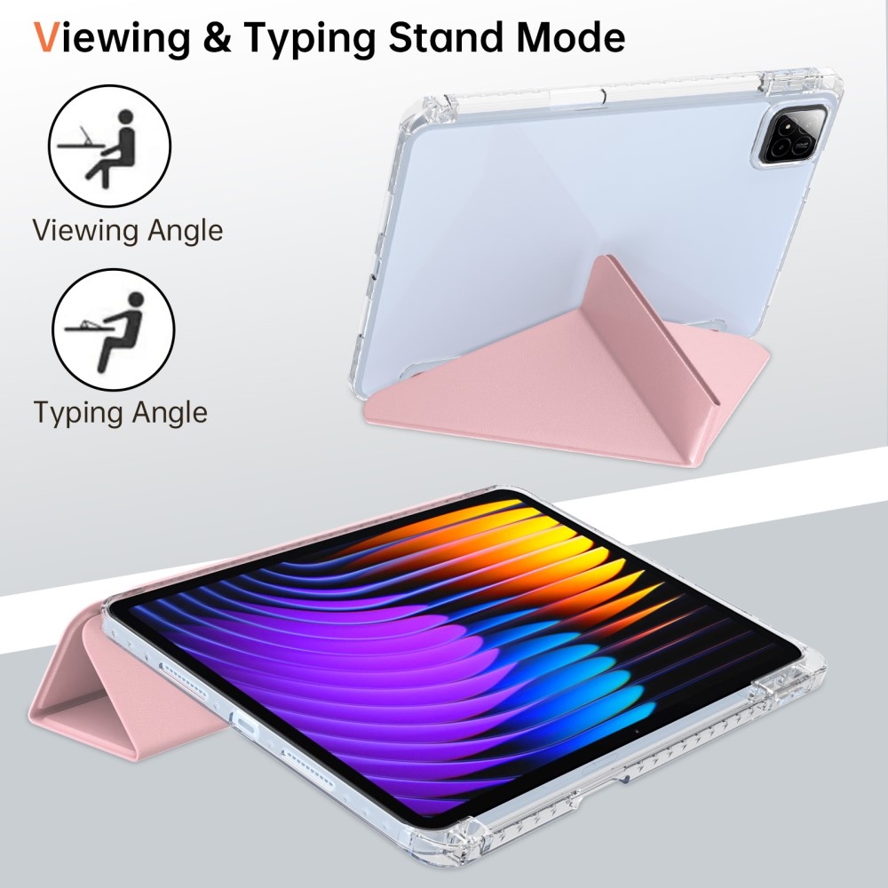 Origami intelligens pozicionáló tok Xiaomi Pad 7/7 Pro táblagéphez - rózsaszín