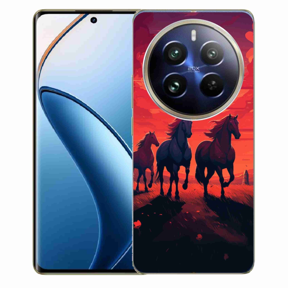 Gél borítás mmCase a Realme 12 Pro 5G/12 Pro+ 5G számára - lovak és naplemente