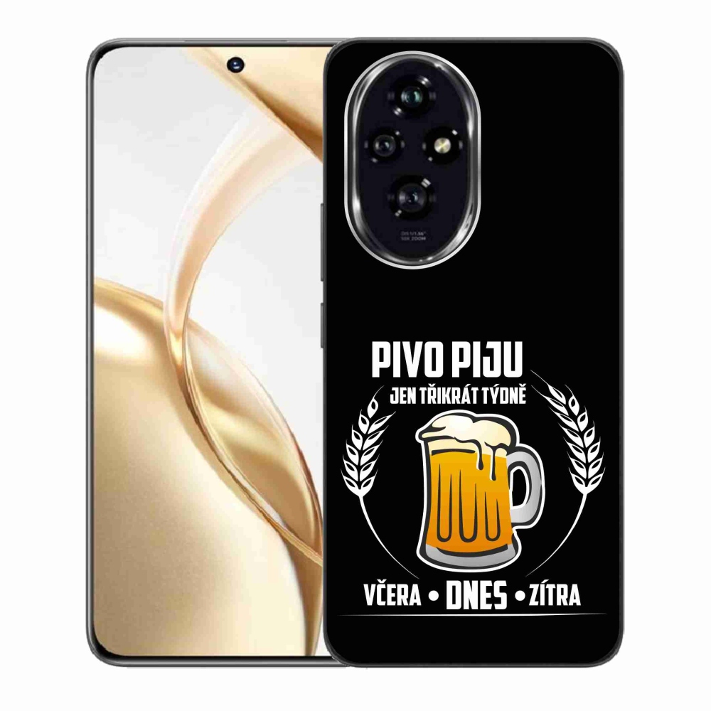 Zselés borító mmCase a Honor 200 5G készülékhez - sör motívum fekete háttérrel
