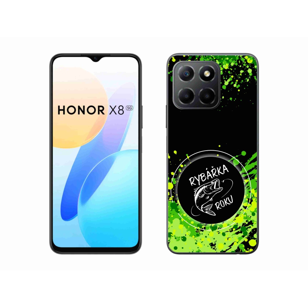 Zselés borító mmCase a Honor X8 5G/Honor 70 Lite 5G számára - az év horgásza fekete háttérrel