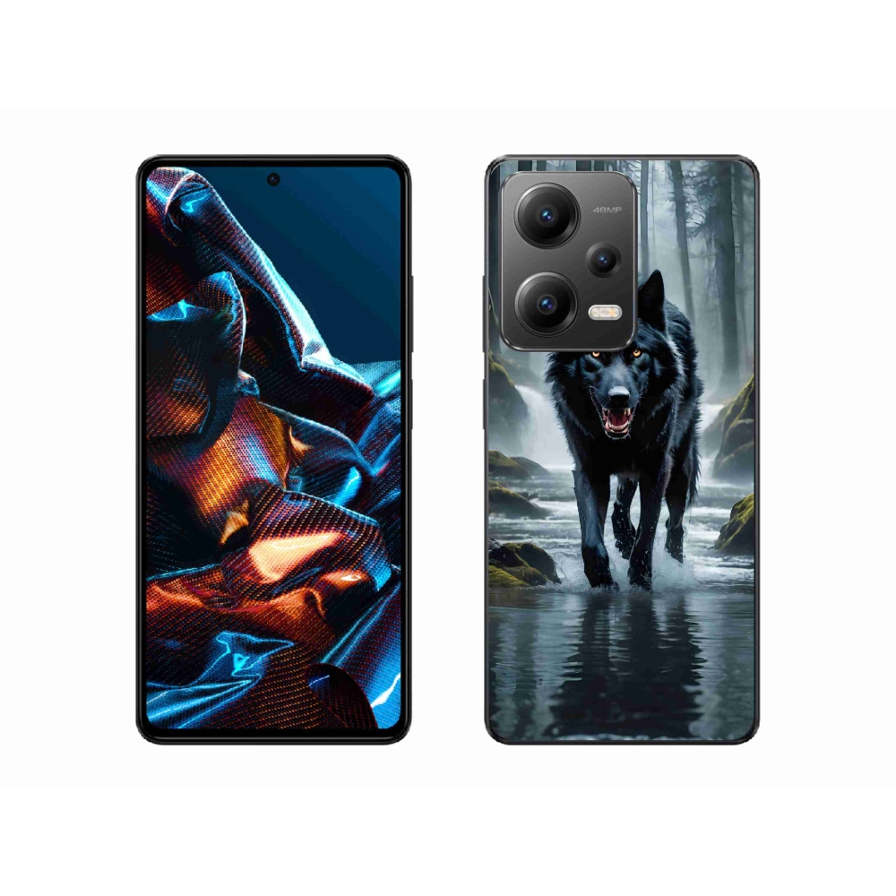 Gél borítás mmCase a Xiaomi Redmi Note 12 Pro 5G számára - fekete farkas