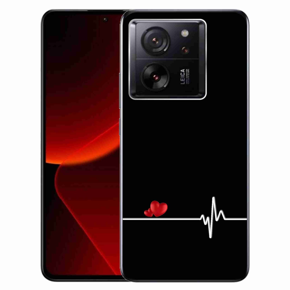 Gél borítás mmCase a Xiaomi 13T/13T Pro számára - szív és szívverés fekete háttérrel
