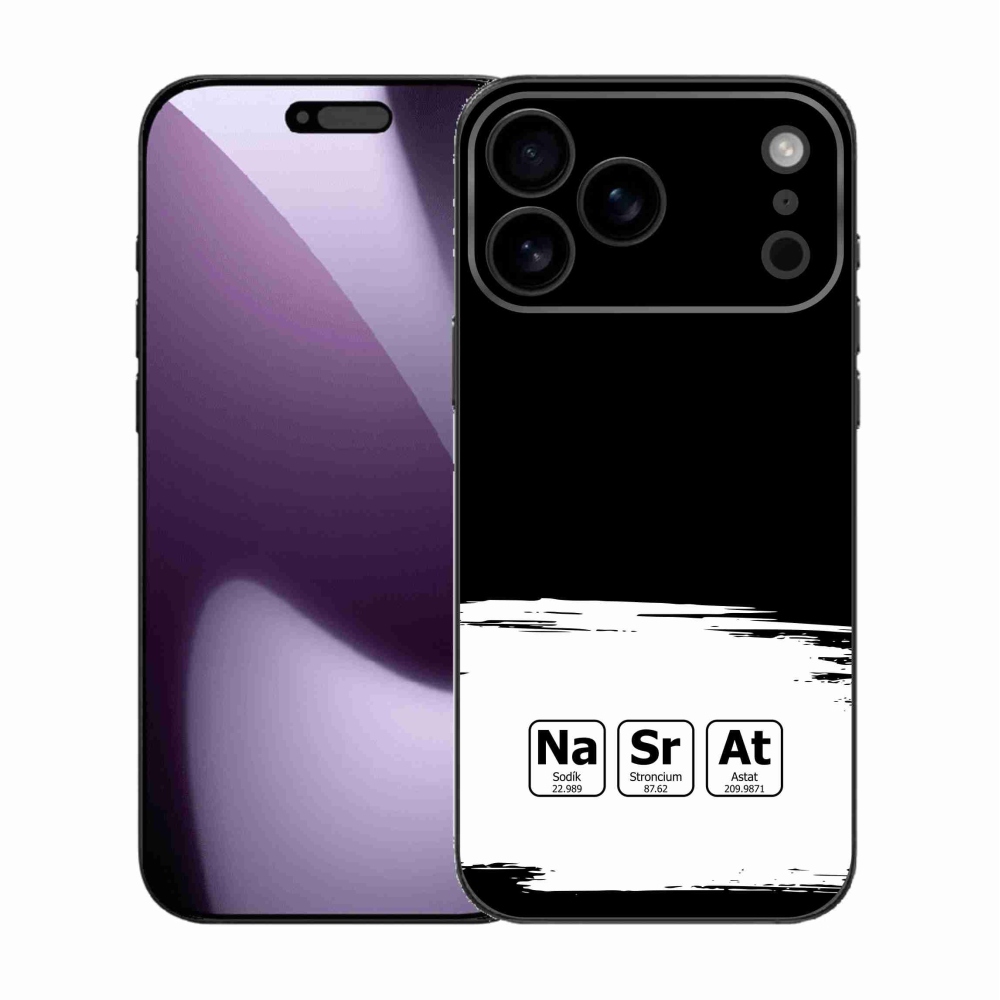 Gél borítás mmCase iPhone 17 Pro Max készülékhez - kémiai elemek fehér és fekete háttérrel