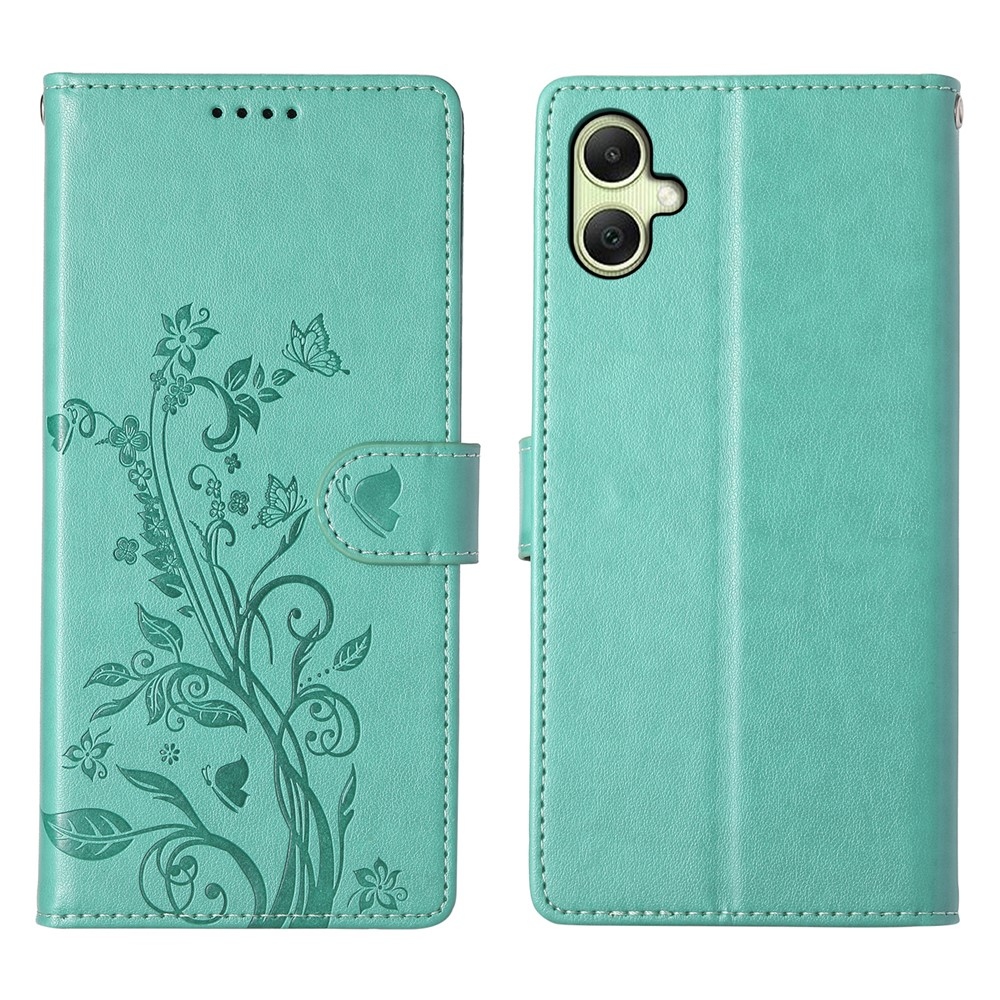 Virágos könyves tok Samsung Galaxy A07 4G készülékhez - teáskék színű