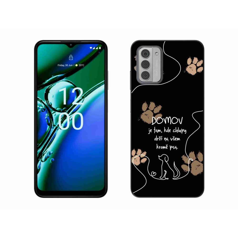 Zselés borítás mmCase a Nokia G42 készülékhez - kutya motívum fekete háttérrel