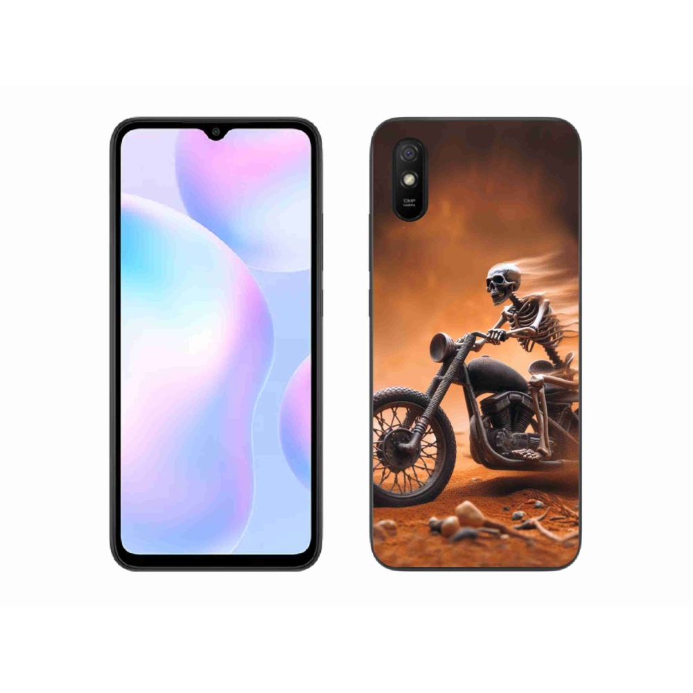 Gél borítás mmCase a Xiaomi Redmi 9A számára - csontváz egy motorkerékpáron