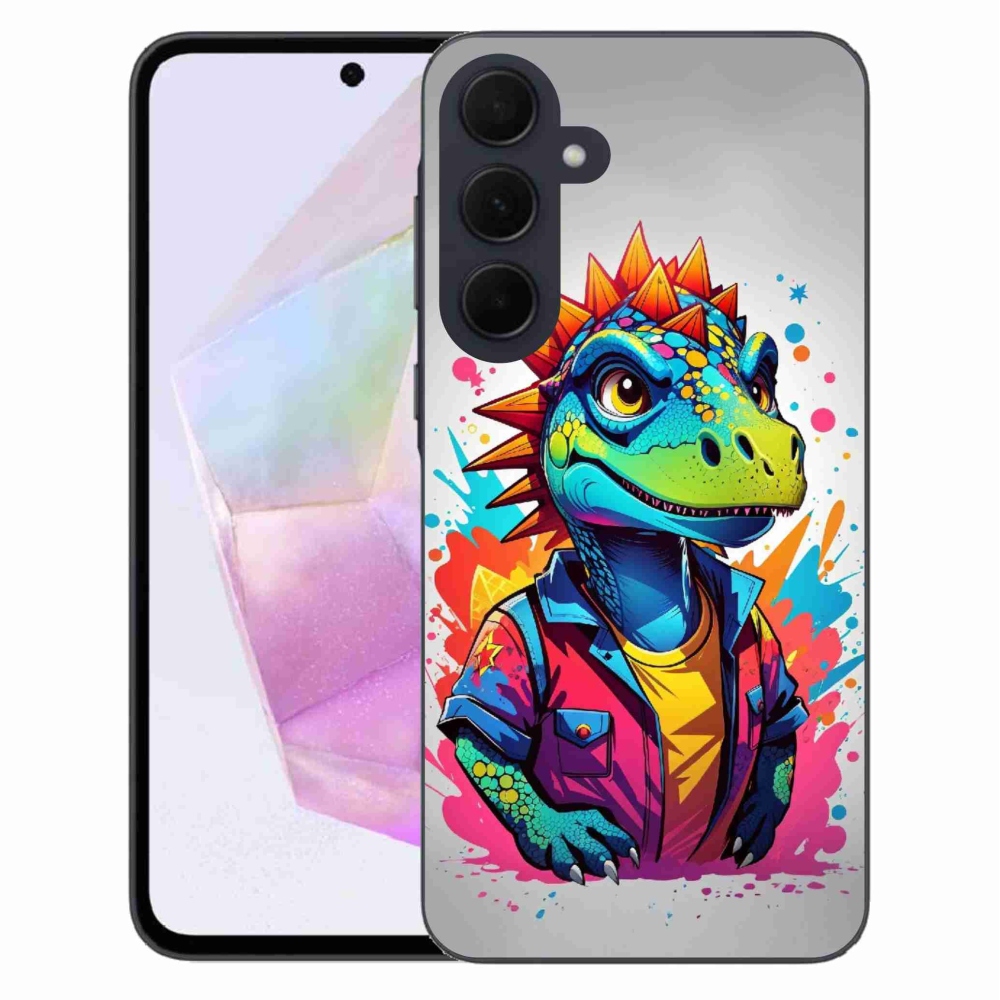 Zselés borítás mmCase Samsung Galaxy A35 5G - színes dinoszauruszhoz