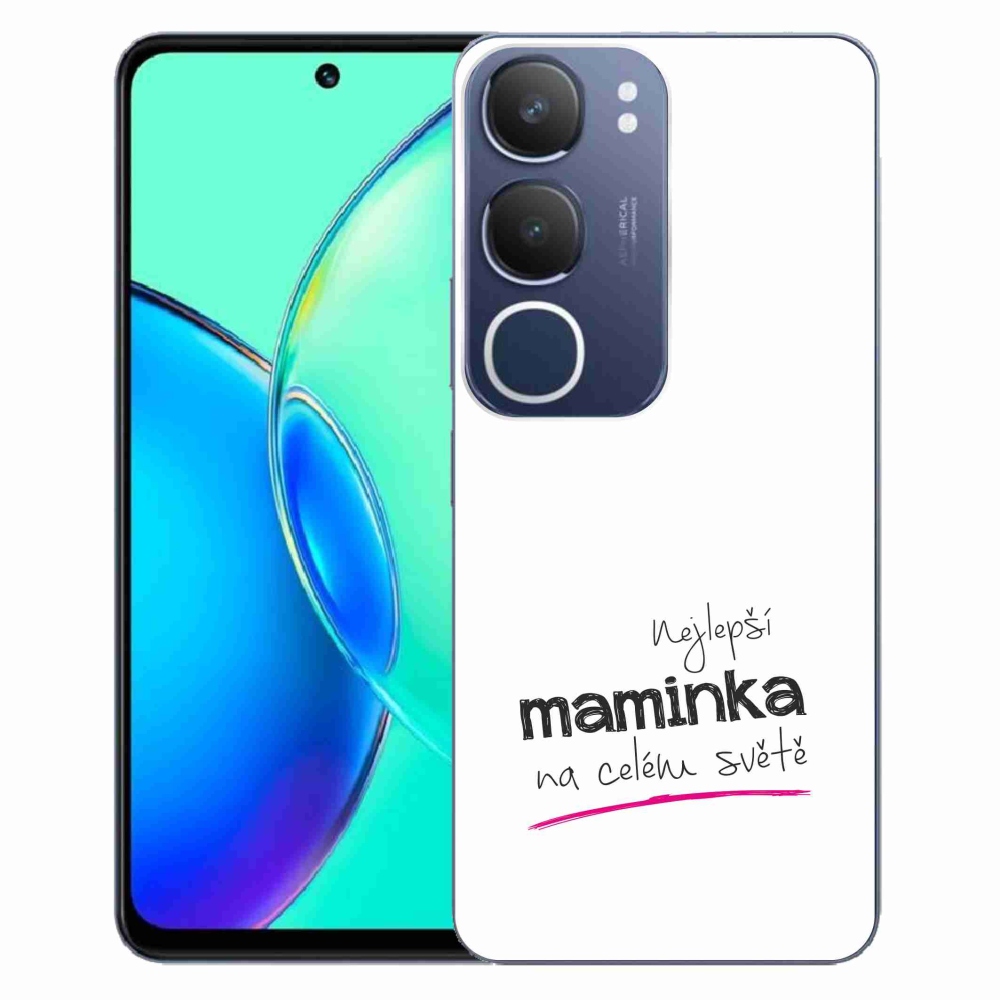Gél borító mmCase a Vivo Y19s - legjobb anya 4 fehér háttérrel