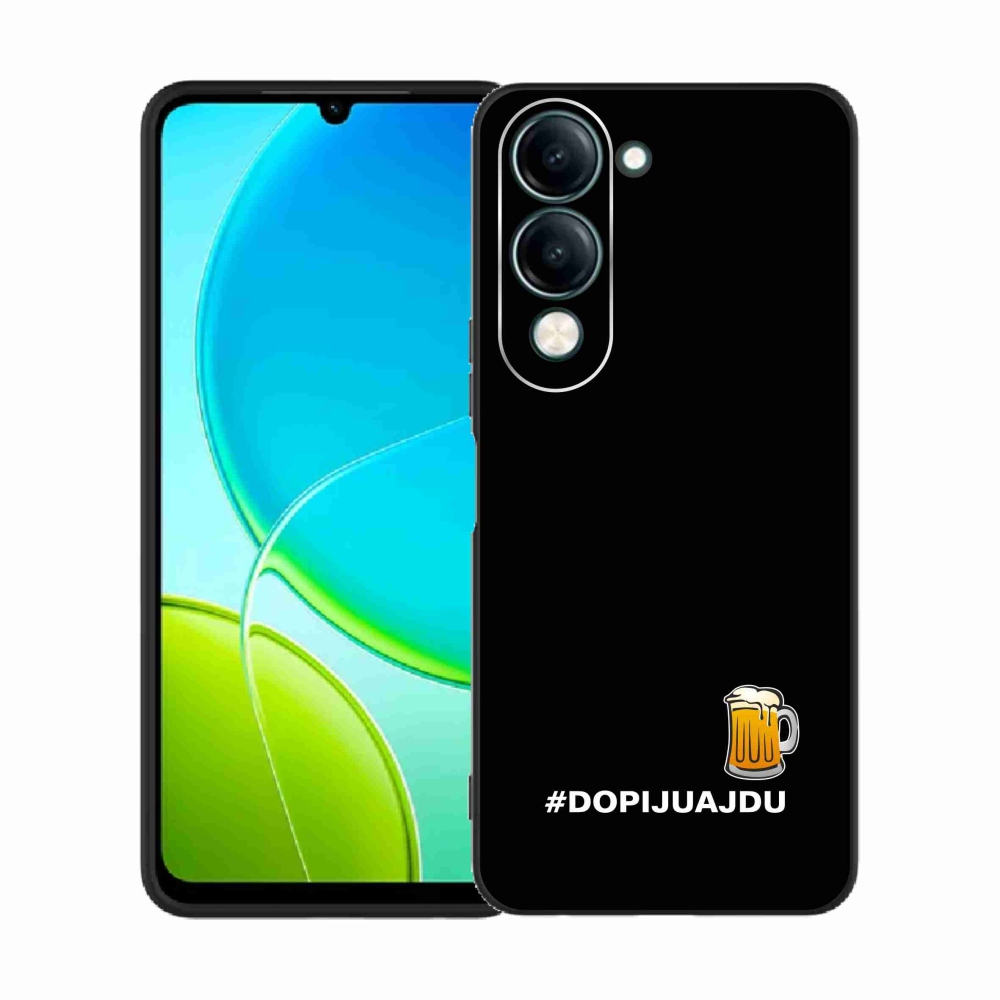 Gél borító mmCase a Vivo Y29s 5G-hez - sör motívum 1 fekete háttérrel