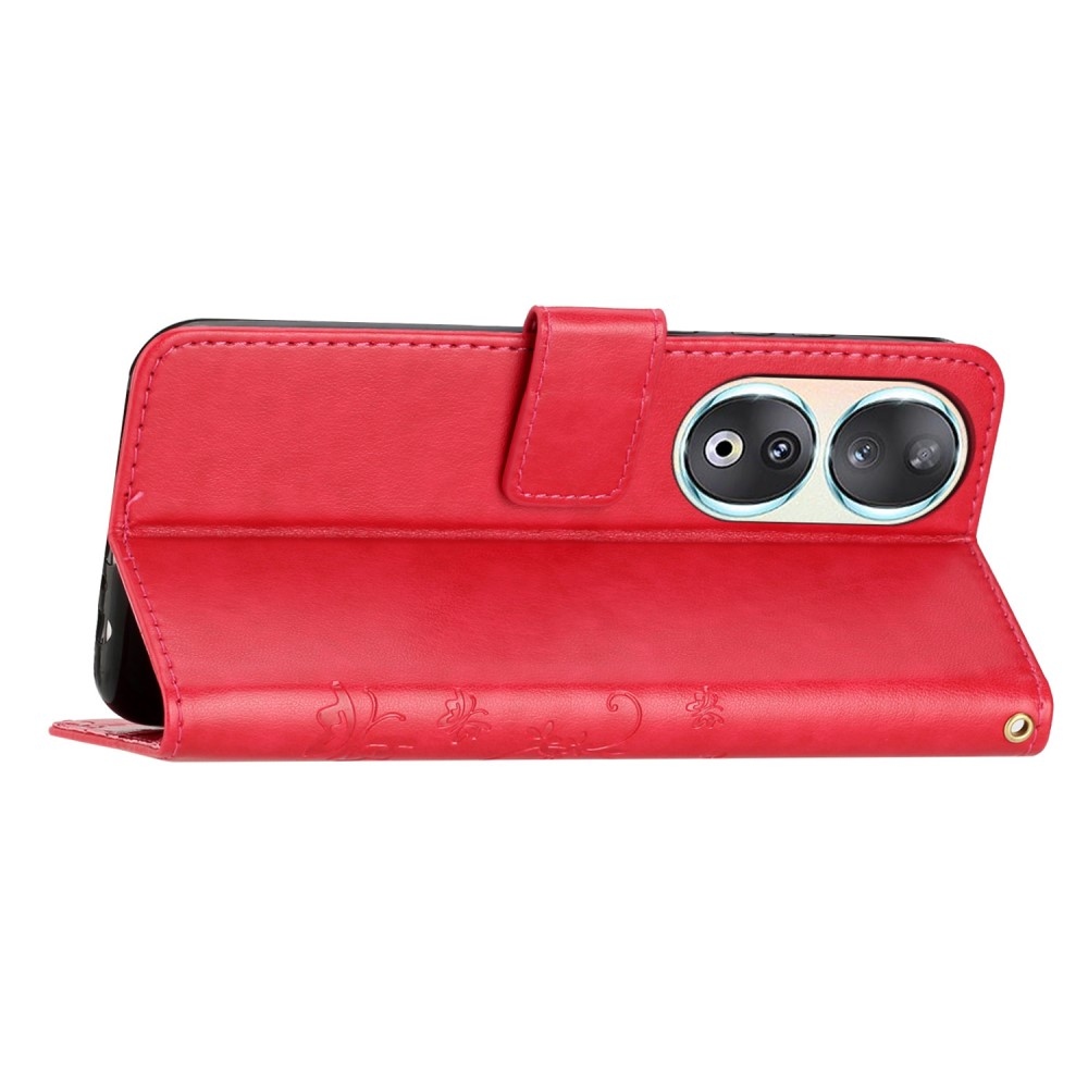 Virágok könyvtáska Honor 90-hez - piros