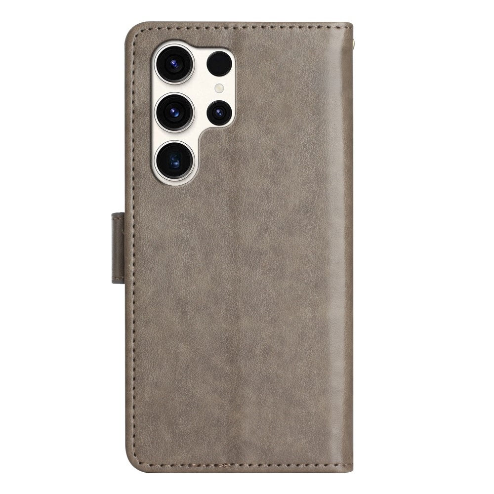 Virágok könyv tok Samsung Galaxy S25 Ultra készülékhez - szürke