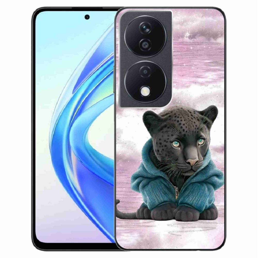 Zselés borítás mmCase a Honor X7b/Honor 90 Smart készülékhez - fekete párduc pulóverben