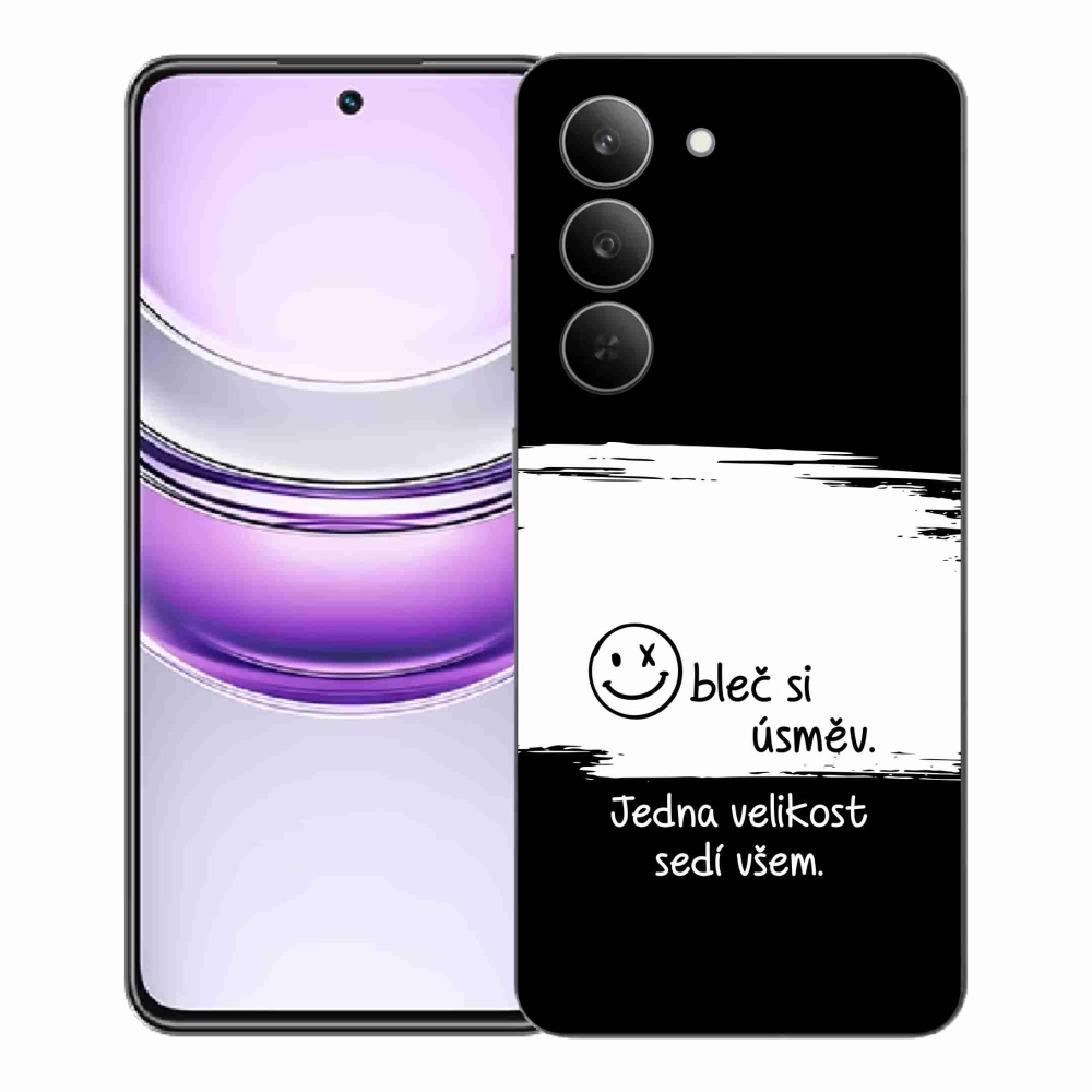 Gél borító mmCase a Realme 14x 5G készülékhez - vicces szöveg 8 fekete-fehér háttérrel