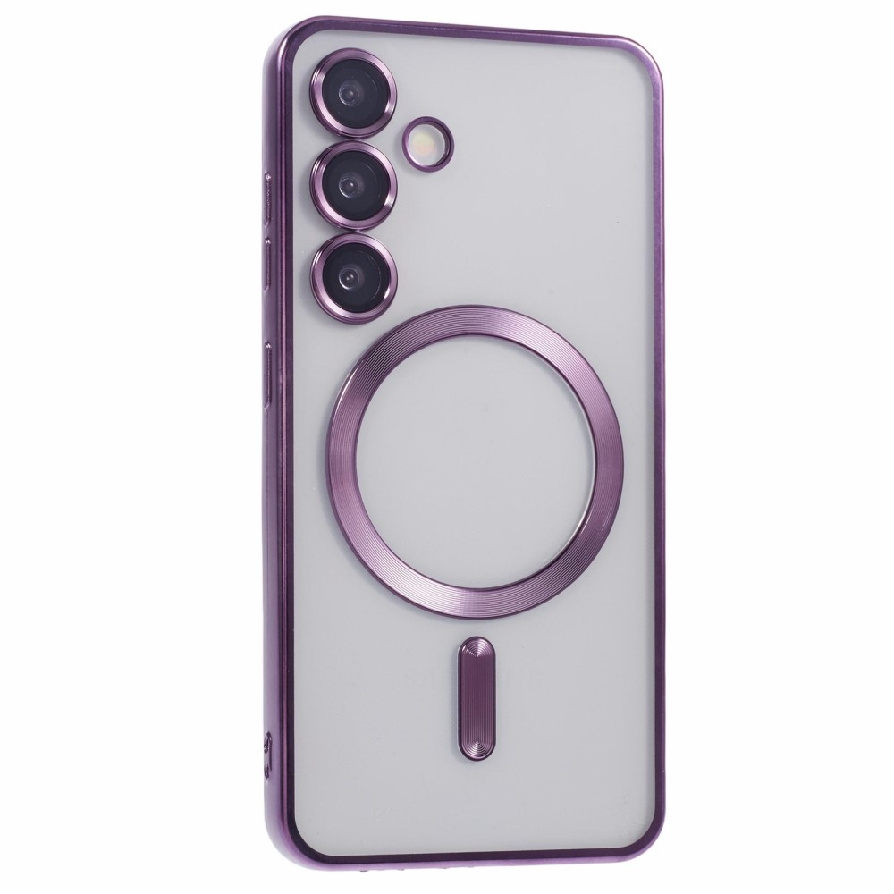 Átlátszó tok kameravédelemmel és MagSafe támogatással Samsung Galaxy S25+ készülékhez - sötétlila színben