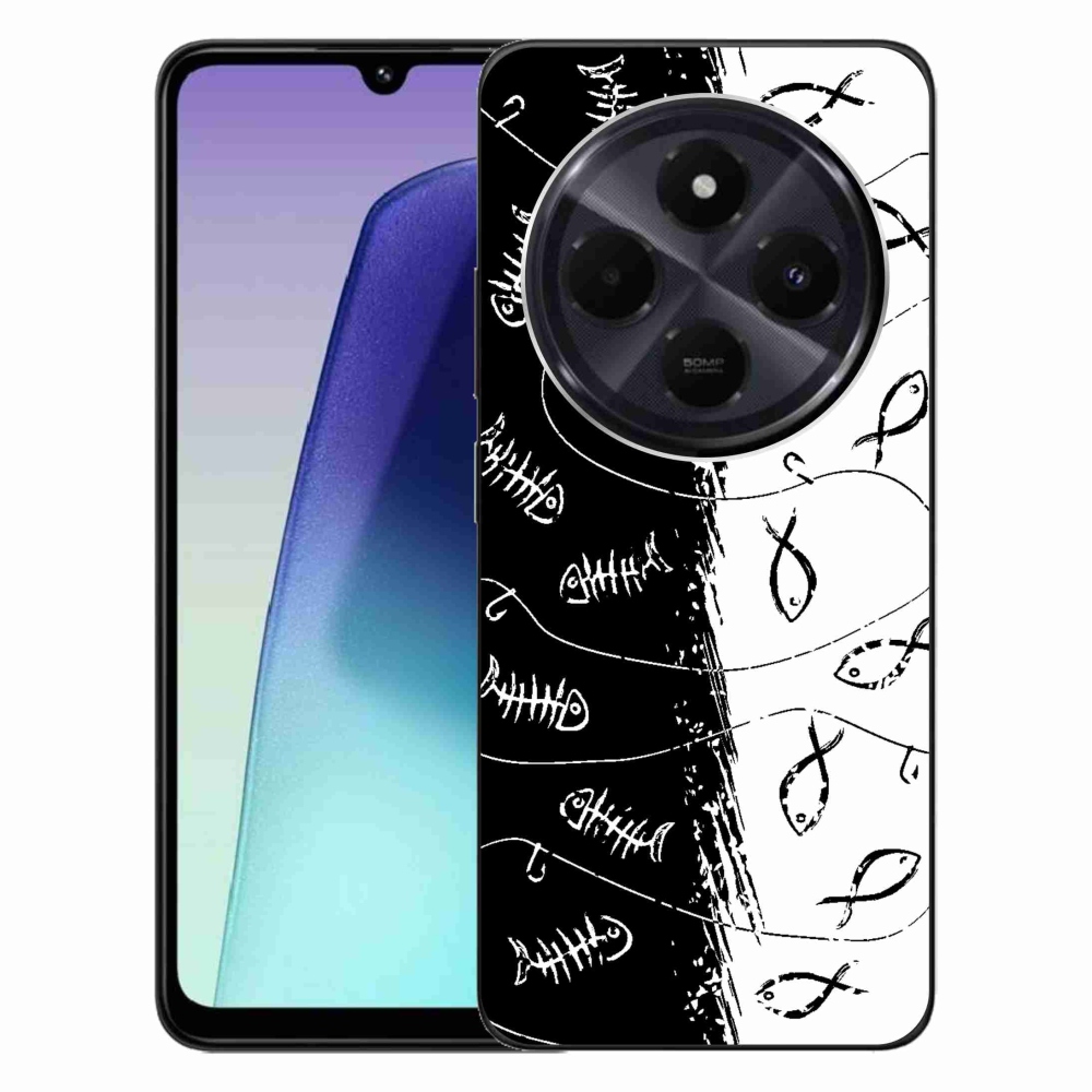 Gél borító mmCase a Xiaomi Redmi 14C/Poco C75 számára - csontvázak és halak