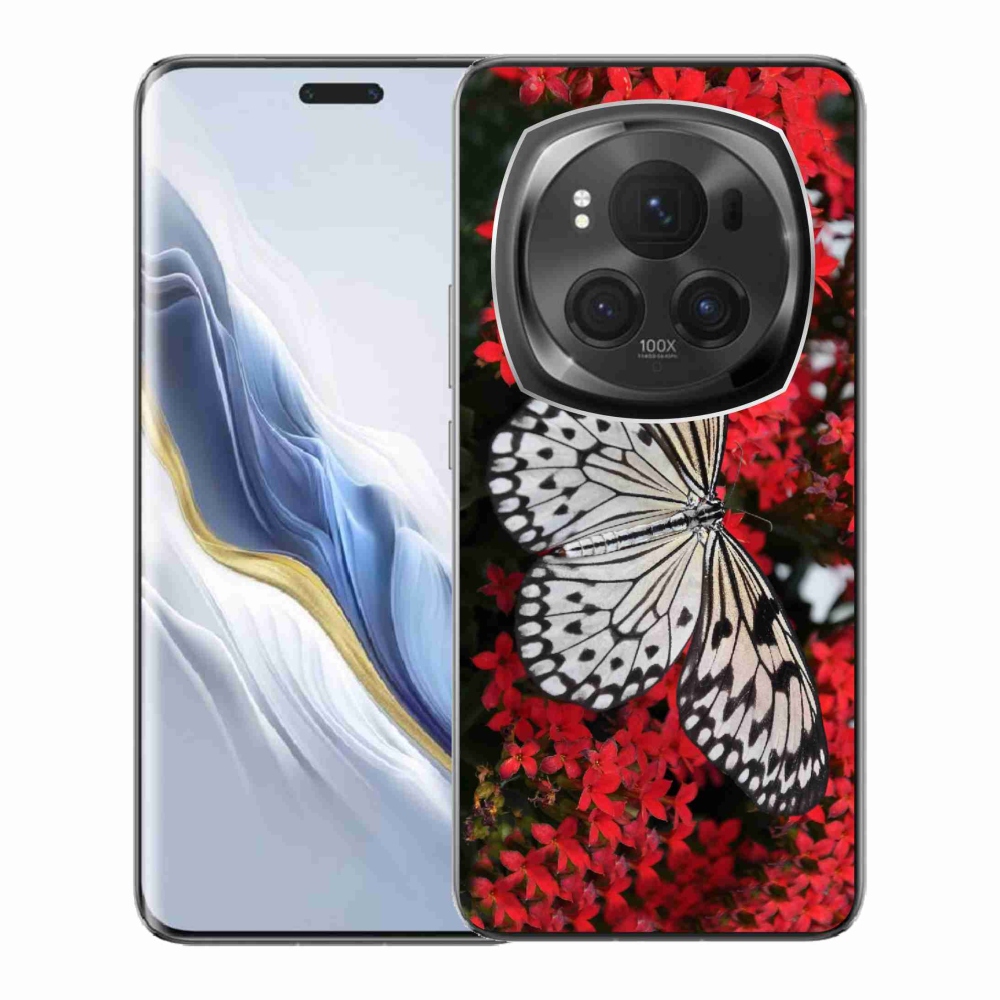 Zselés borítás mmCase a Honor Magic 6 Pro 5G számára - fekete-fehér pillangó 1