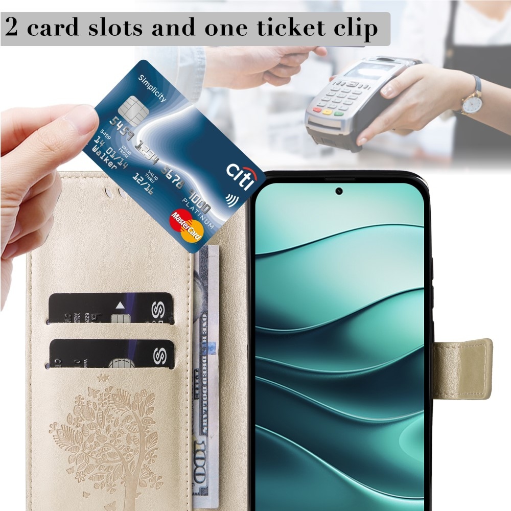 Fák könyve tok Xiaomi Redmi Note 14 5G - arany színű