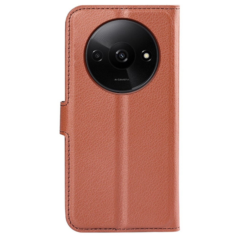 Litchi könyv tok Xiaomi Redmi A3-hoz - barna