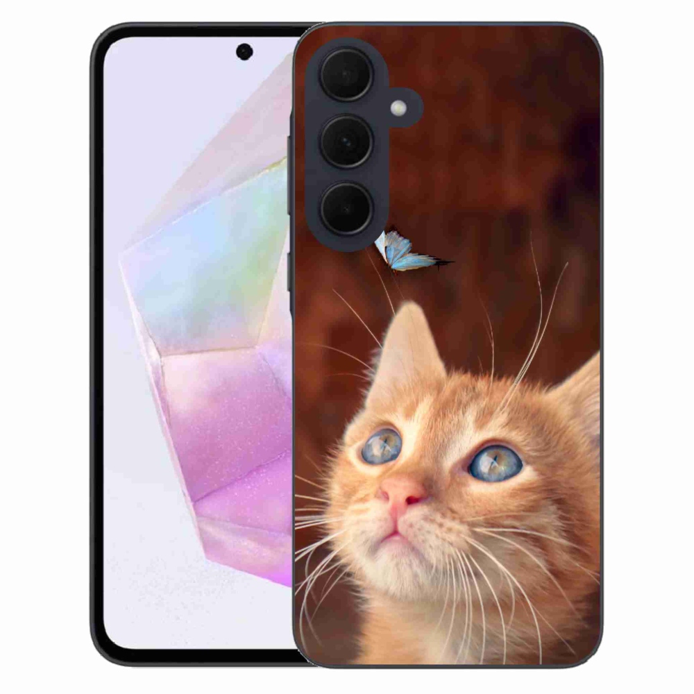 Gél borító mmCase Samsung Galaxy A35 5G - pillangó és cica - Samsung Galaxy A35 5G számára