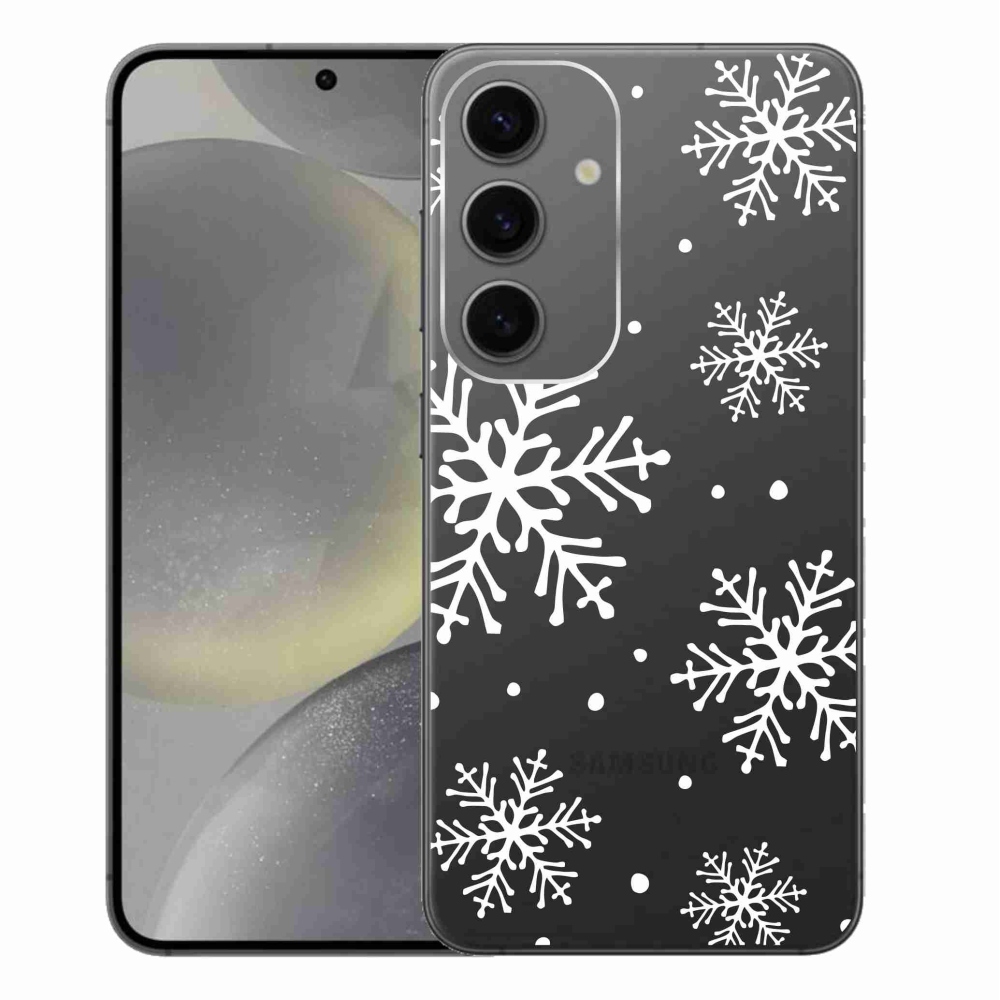 Zselés borítás mmCase Samsung Galaxy S24+ készülékhez - fehér pelyhek átlátszó háttéren