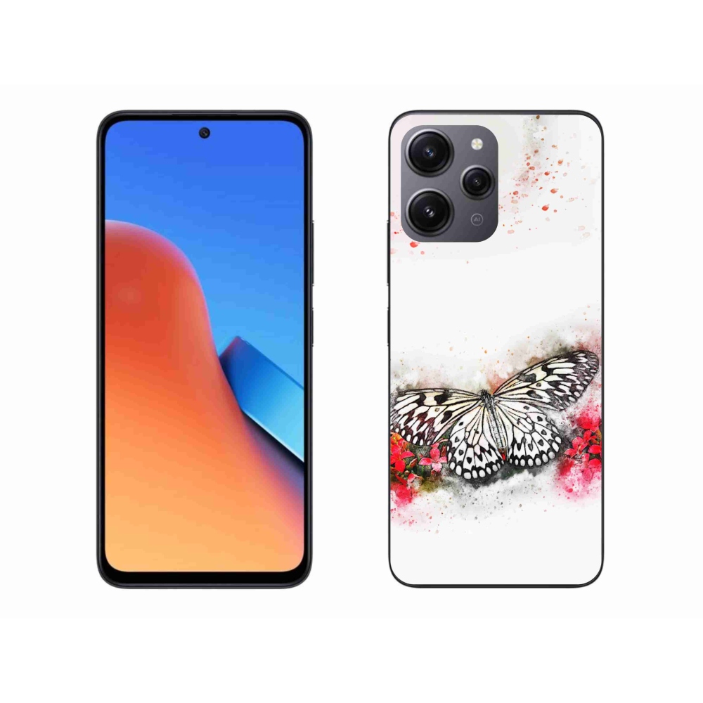 Gél borítás mmCase a Xiaomi Redmi 12-hez - fekete és fehér pillangó