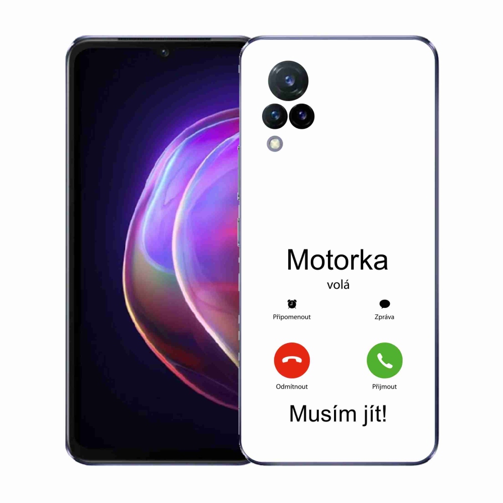 Gél borító mmCase a Vivo V21 4G/5G-n - motoros hívások fehér háttérrel