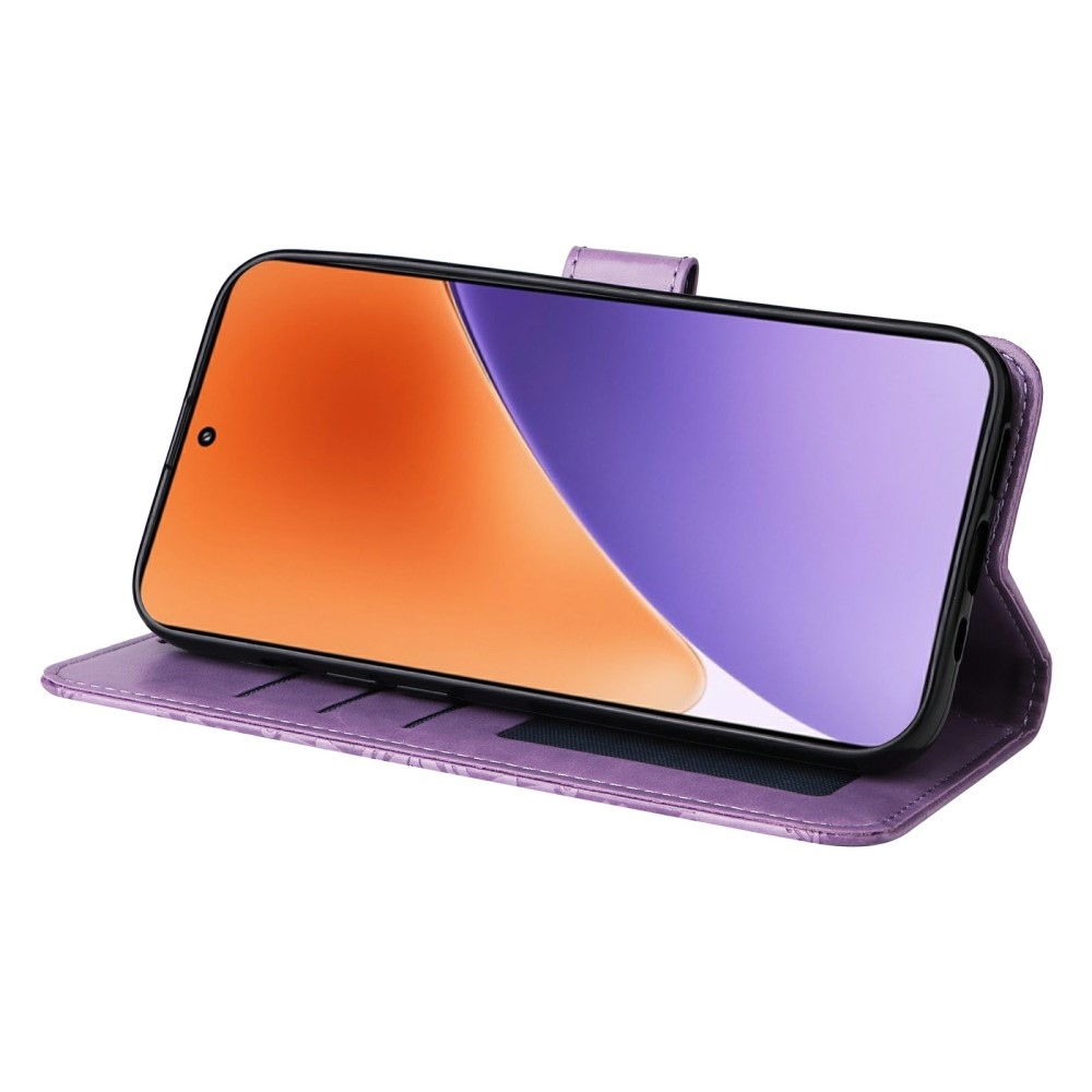 Napraforgó könyv tok a Xiaomi 15-öshöz - lila