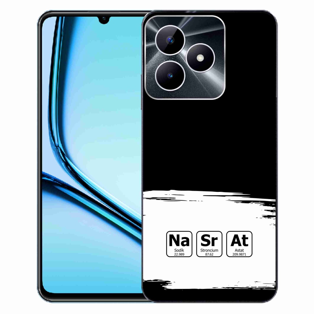 Gél borító mmCase a Realme Note 50 készülékre - kémiai elemek fehér és fekete háttérrel