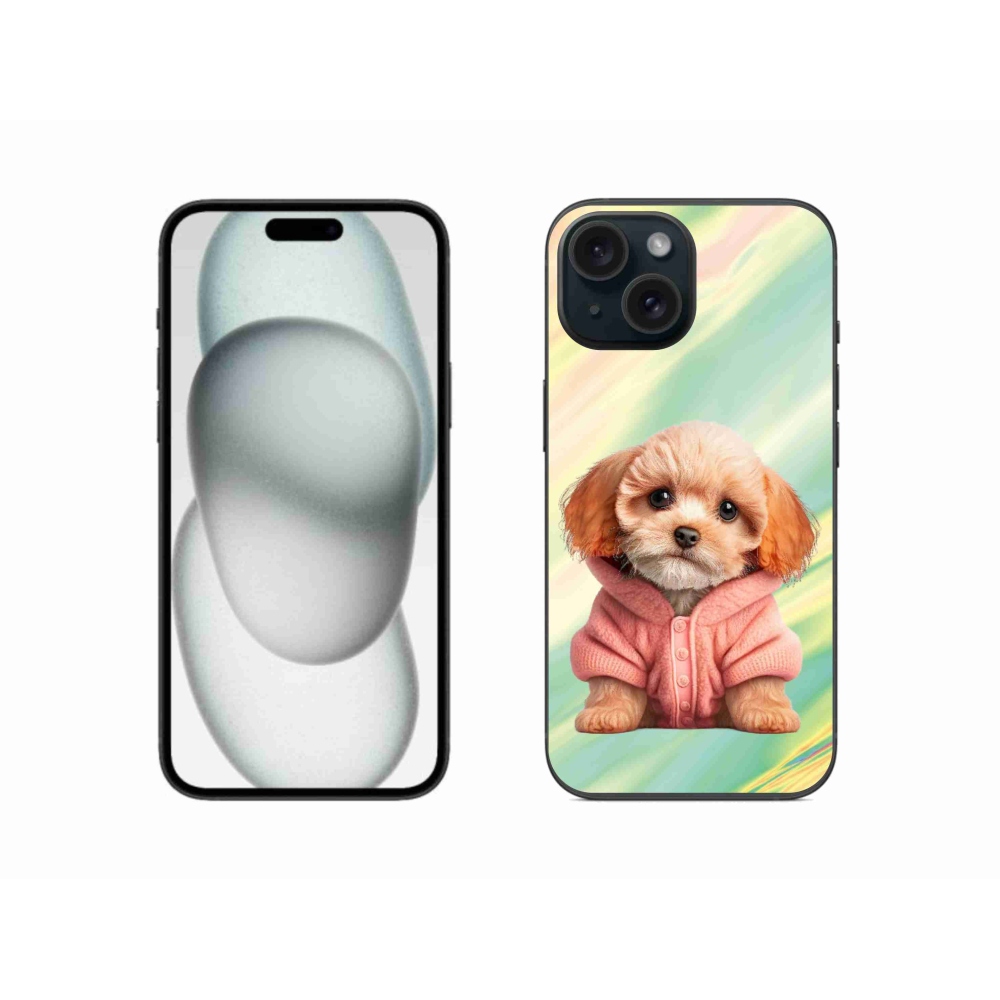 Gél borítás mmCase iPhone 15 - kölyökkutyák pulóverben