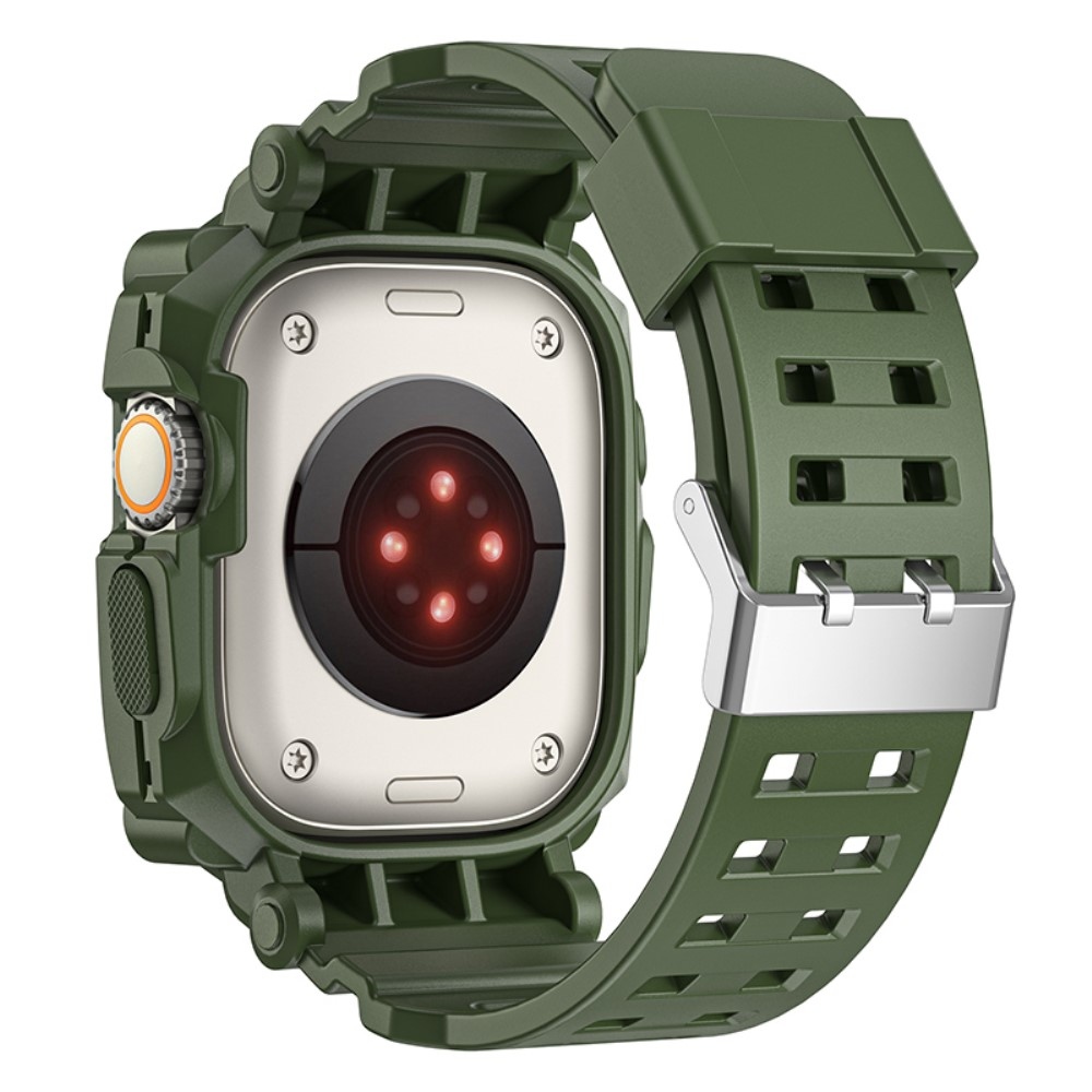 Integrált szilikon védő tok szíjjal az Apple Watch Ultra 49 mm-es órához - zöld