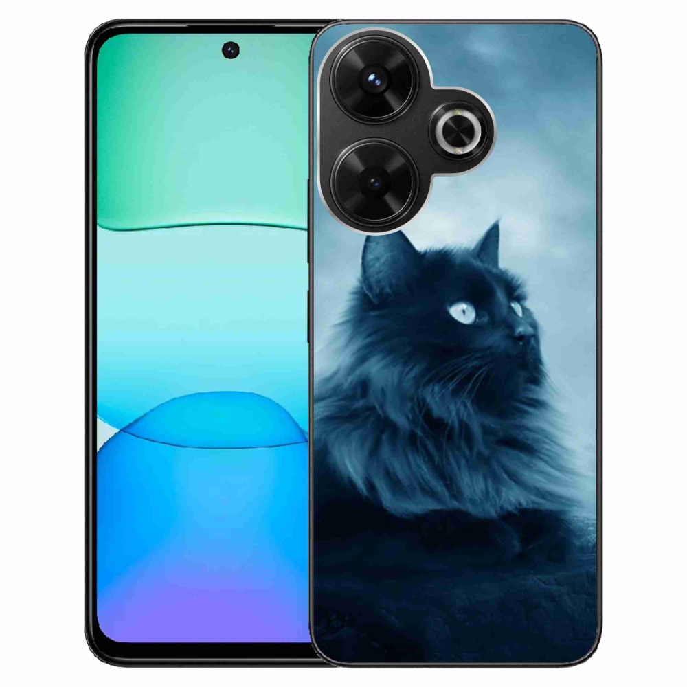 Gél tok mmCase a Xiaomi Redmi 13 4G/Poco M6 4G - fekete macska 1