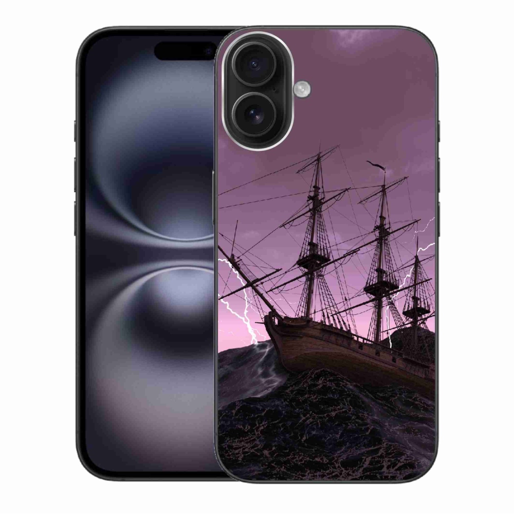 Zselés borítás mmCase iPhone 16 Plus készülékhez - hajó a viharban