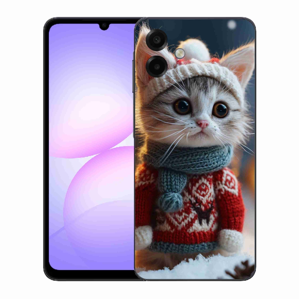 Zselés borítás mmCase Samsung Galaxy A07 4G - cica pulóverben