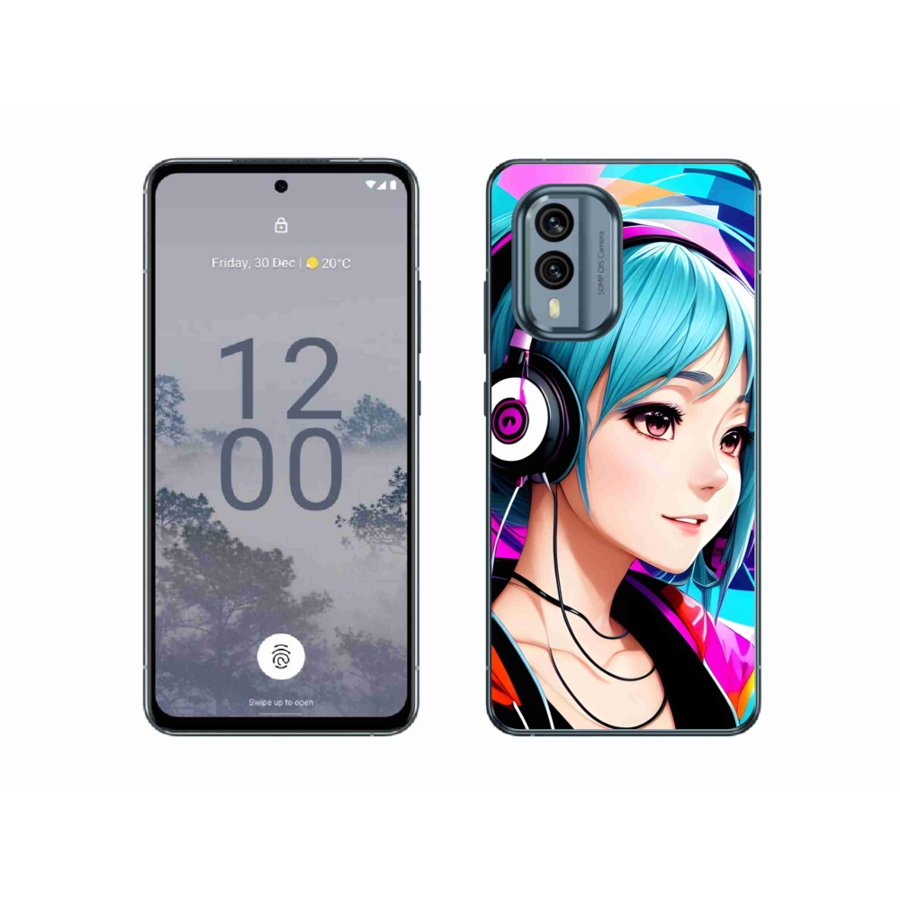 Zselés borítás mmCase a Nokia X30 5G készülékhez - lány fejhallgatóval