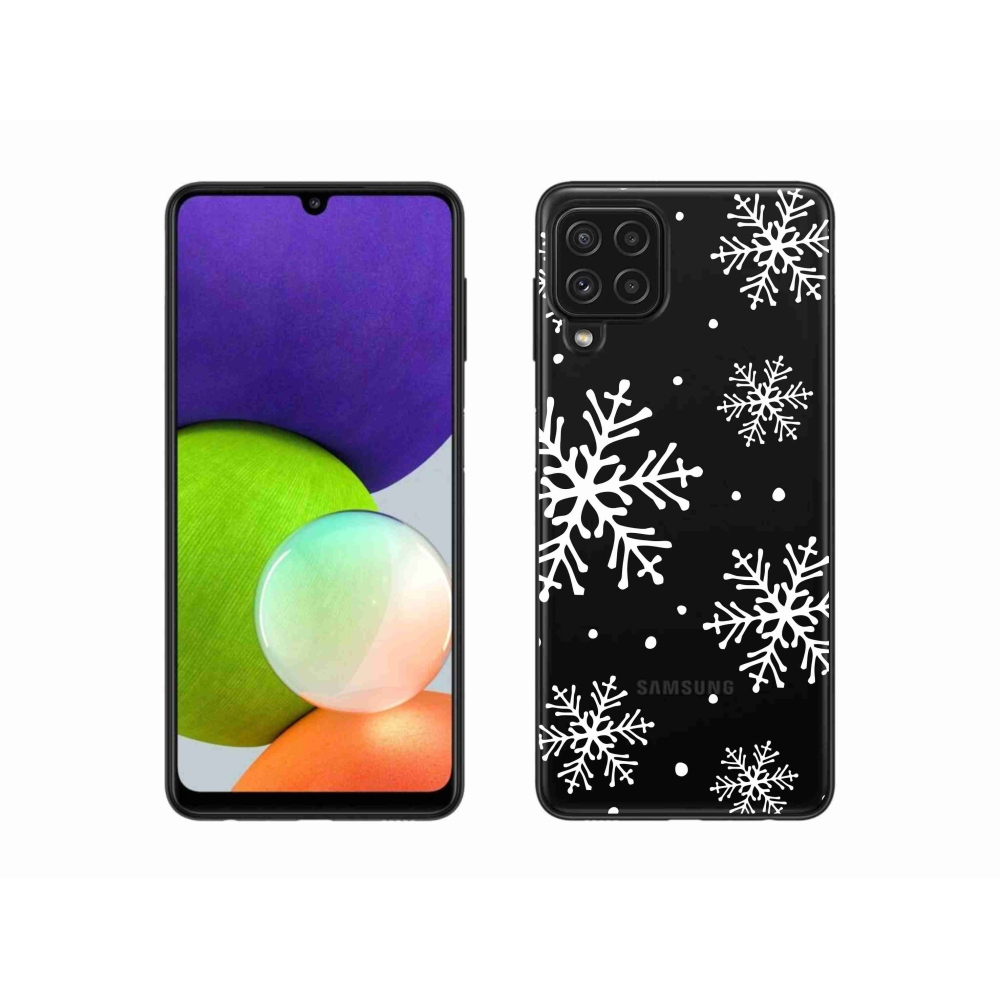 Gél borítás mmCase Samsung Galaxy A22 4G - fehér pelyhek átlátszó háttéren