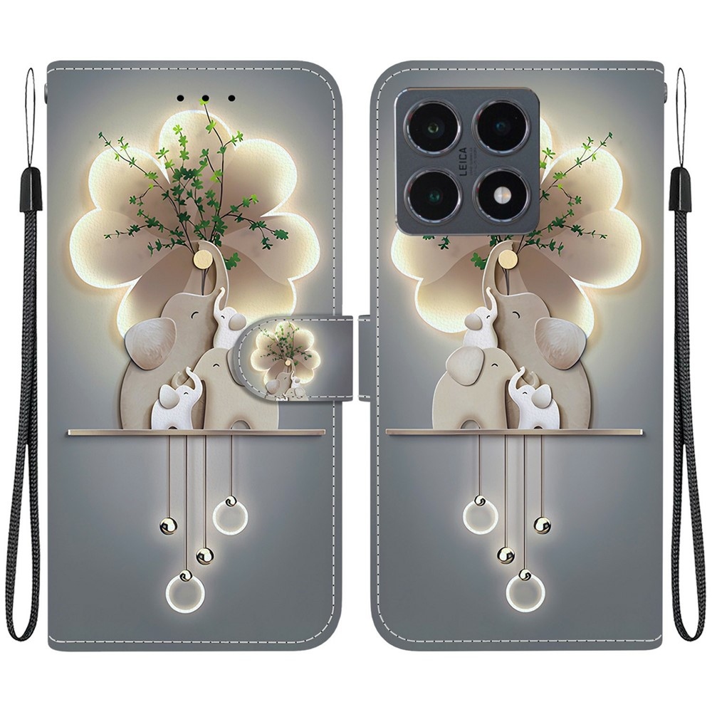 Sokoldalú könyvtáska Xiaomi 15T-hez - elefántok