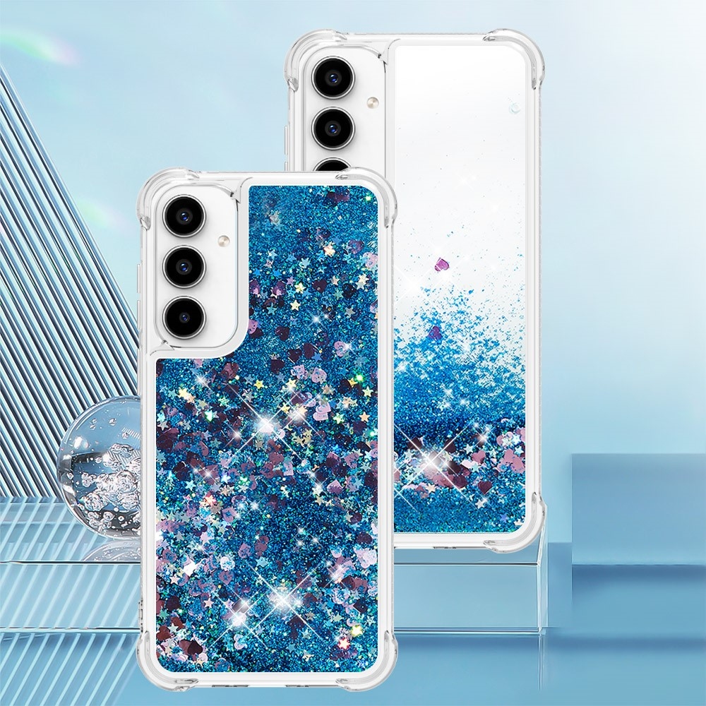 Glitter homokóra zselés tok Samsung Galaxy A56 5G - kék/szívek