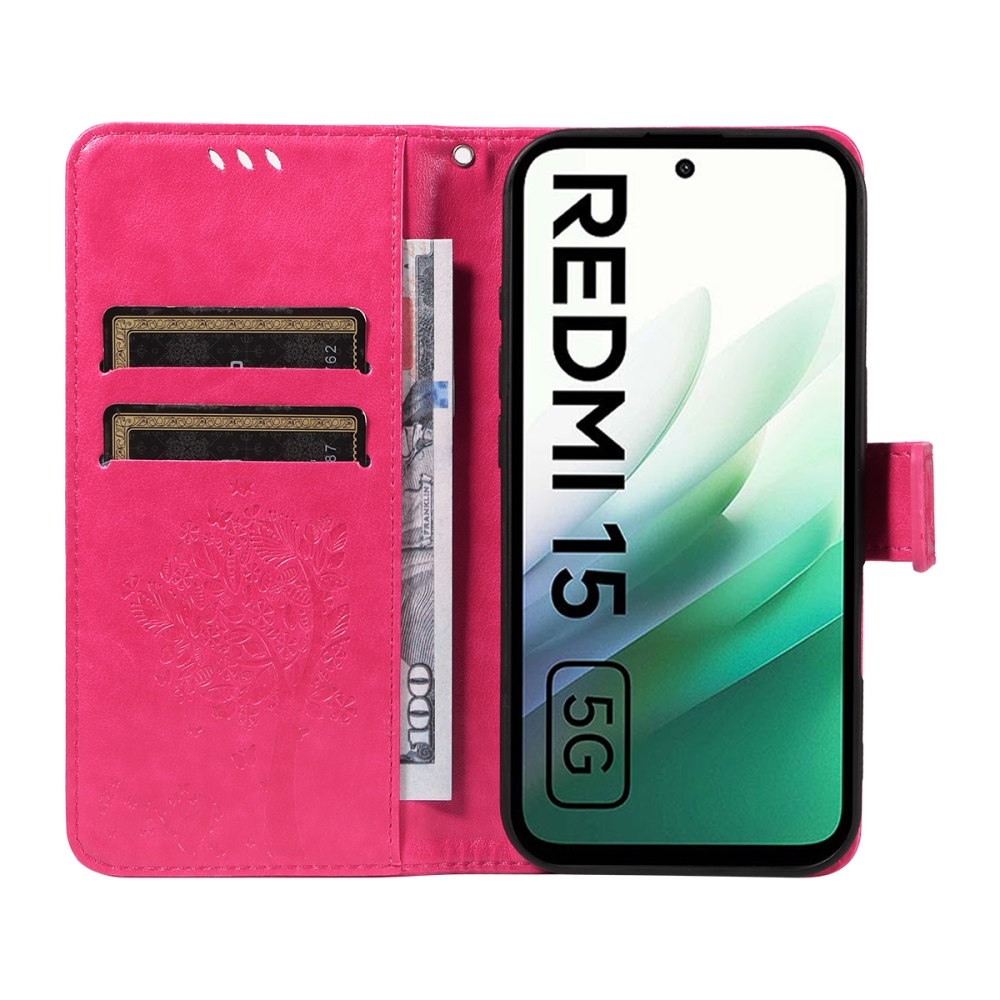 Fák könyve tok Xiaomi Redmi 15 4G (171mm) - rózsaszínű