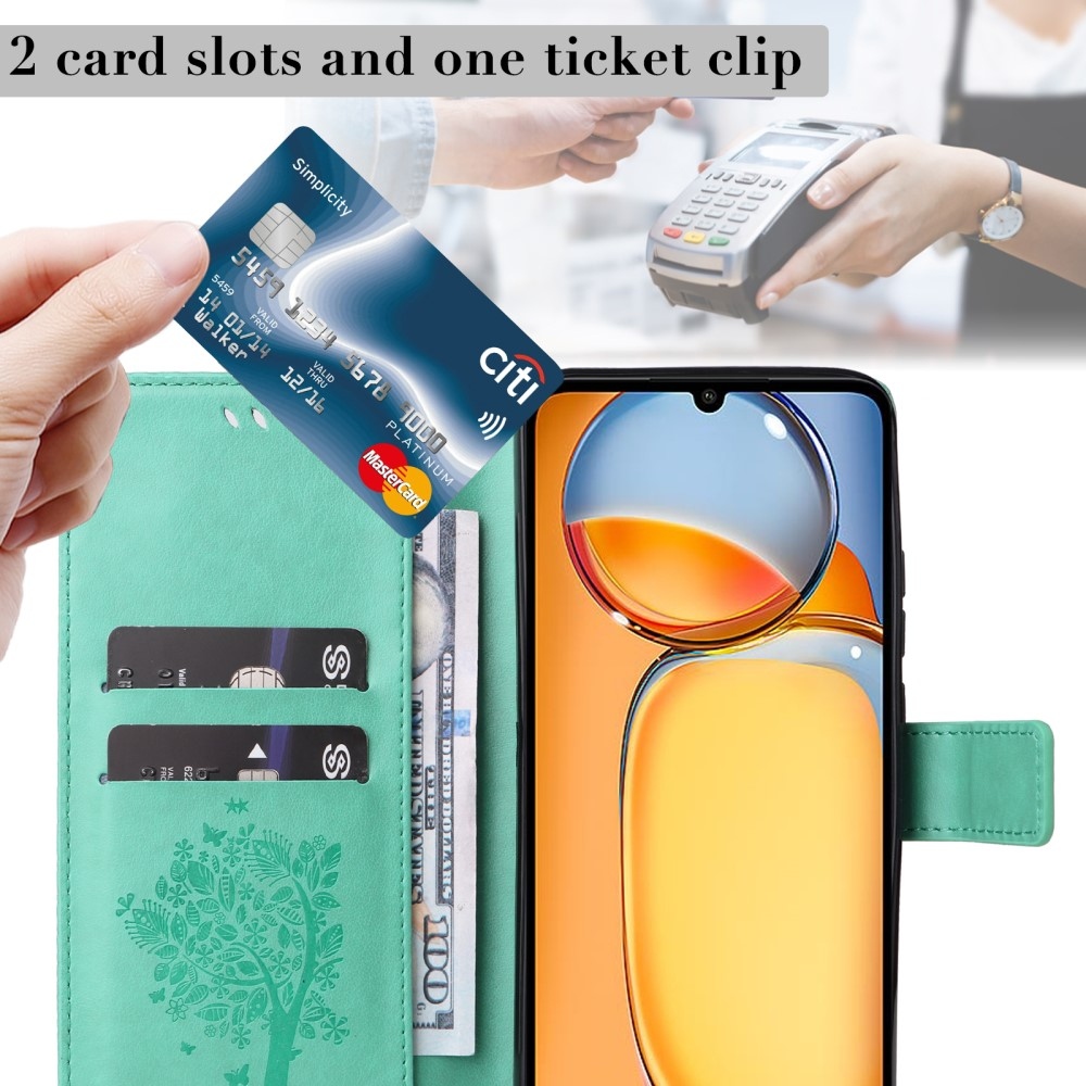 Fák könyvtáska Xiaomi Poco C65/Redmi 13C - teal színben