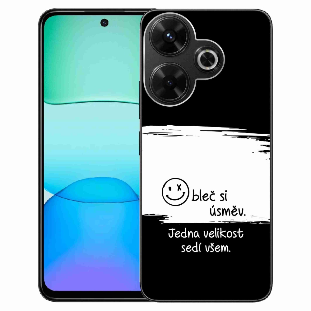 Gél borító mmCase a Xiaomi Redmi 13 4G/Poco M6 4G - vicces szöveg 8 fehér és fekete háttérrel