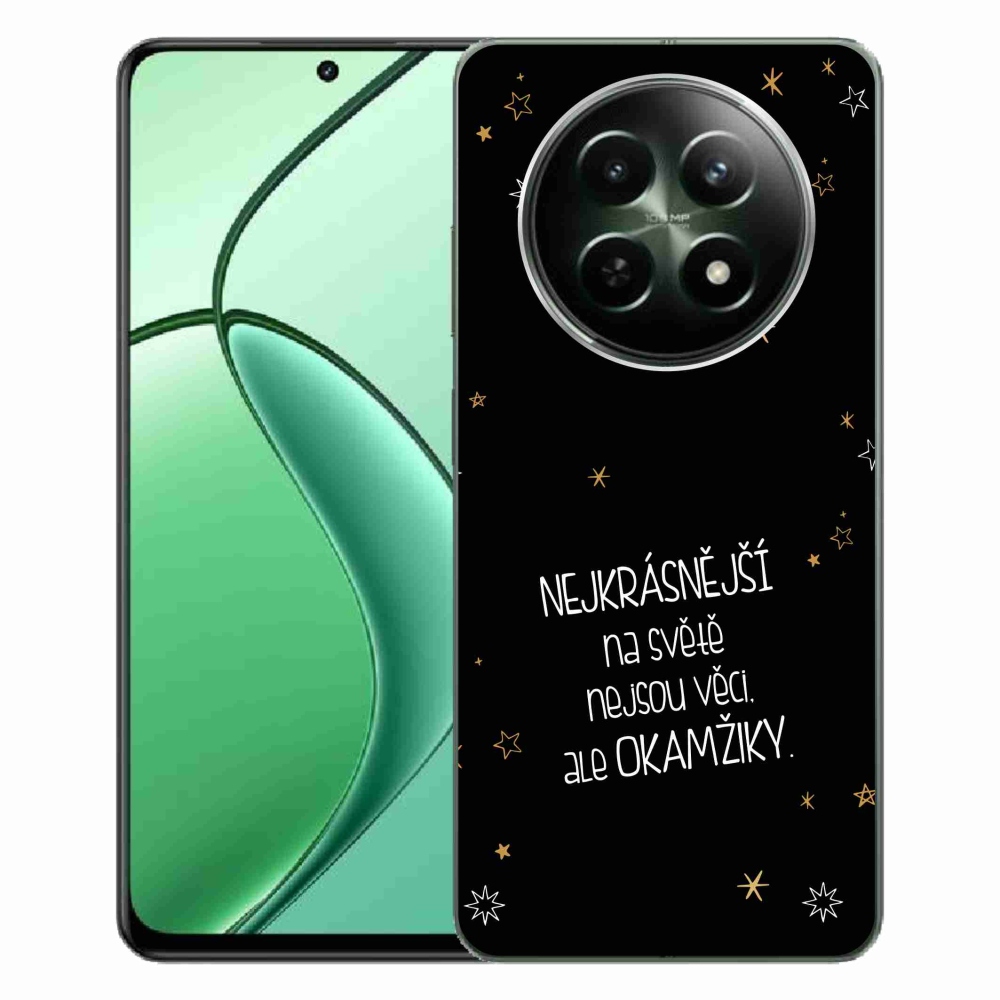 Gél borítás mmCase a Realme 12 5G/12x 5G - idézet 4 fekete háttérrel