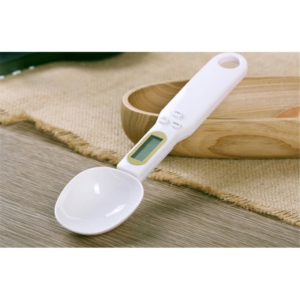 Elektronikus mérőkanál kijelzővel, akár 500 g mérésére - fehér