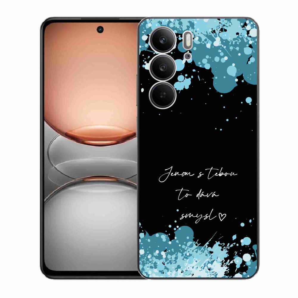 Gél borító mmCase a Realme C75 készülékhez - szerelmes szöveg fekete háttérrel