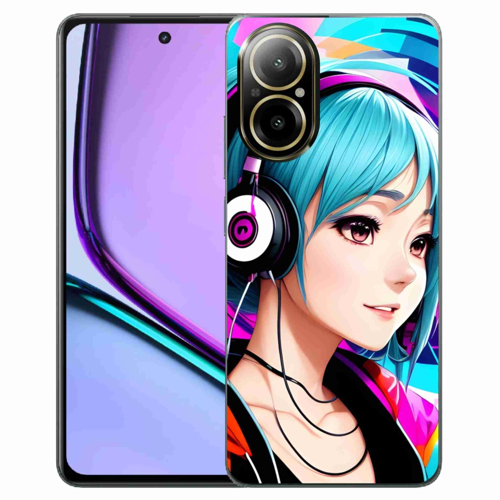 Gél borítás mmCase a Realme C67 készülékhez - lány fejhallgatóval