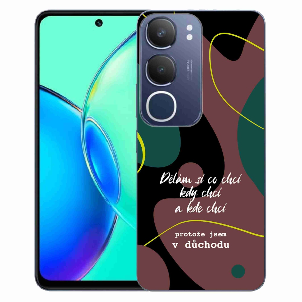 Gél borító mmCase a Vivo Y19s készülékhez - vicces szöveg 10 fekete háttér