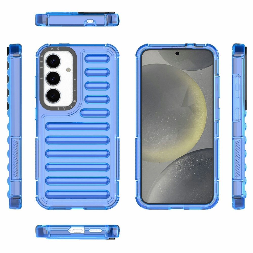 Csíkos tartós borító Samsung Galaxy S25 készülékhez - kék