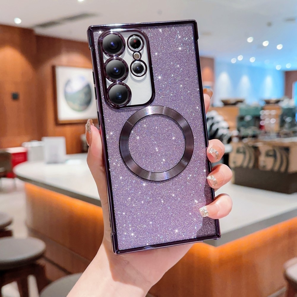 Fokozatos zselés csillogó tok MagSafe támogatással Samsung Galaxy S25 Ultra készülékhez - sötét lila